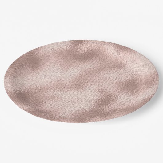 ピンクのブッシュ ローズゴールド バースデー ペーパープレート (アングル)