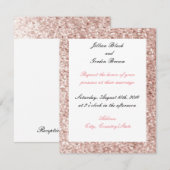 ピンクのブッシュ 偽のグリッター 結婚式招待状 招待状 (正面/裏面)