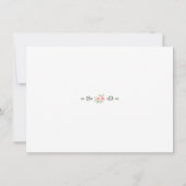 ピンクのブッシュ 牡丹の花が咲く結婚式のカリグラフィー セーブザデート (裏面)