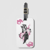 ピンクのブッダの手とハロウィーンのravenカードスロット ラゲッジタグ (正面縦)