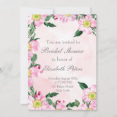 ピンクのブライダルシャワーの招待に犬のバラ 招待状 (正面)
