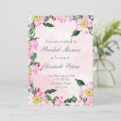 ピンクのブライダルシャワーの招待に犬のバラ 招待状 (スタンド正面)