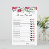 ピンクのブライダルシャワーゲーム彼は彼女が言った (スタンド正面)