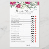 ピンクのブライダルシャワーゲーム彼は彼女が言った (正面)