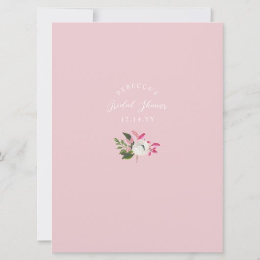 ピンクのブライダルシャワーゲーム誰のゲームを見つける 招待状 (裏面)