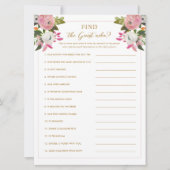 ピンクのブライダルシャワーゲーム誰のゲームを見つける 招待状 (正面)