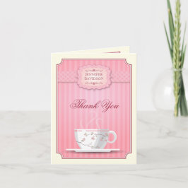 ピンクのブライダルシャワーティーパーティー感謝カード サンキューカード