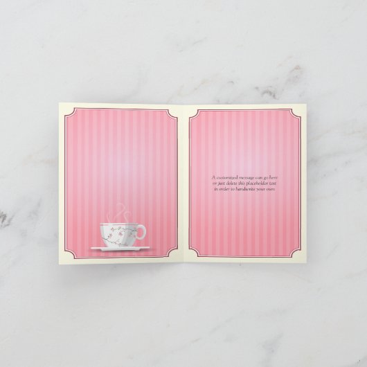 ピンクのブライダルシャワーティーパーティー感謝カード サンキューカード (内部)