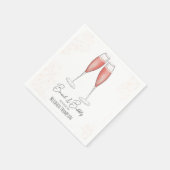 ピンクのブライダルシャワーブランチとバブリーの水色 スタンダードカクテルナプキン (角)