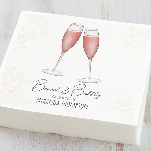 ピンクのブライダルシャワーブランチとバブリーの水色 スタンダードカクテルナプキン