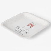 ピンクのブライダルシャワーブランチとバブリーの水色 ペーパープレート (傾斜あり)