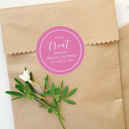 ピンクのブライダルシャワーミニマルカリグラフィースクリプト ラウンドシール