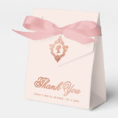 ピンクのブライダルシャワーレジェンシーレディ ヴィンテージクレスト付き フェイバーボックス (正面サイド)