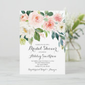 ピンクのブライダルシャワー招待状，ピンクの花 招待状 (スタンド正面)