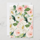 ピンクのブライダルシャワー招待状，ピンクの花 招待状 (裏面)