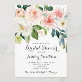 ピンクのブライダルシャワー招待状，ピンクの花 招待状