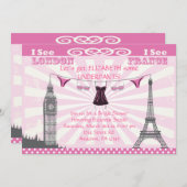 ピンクのブライダルシャワー招待状 招待状 (正面/裏面)