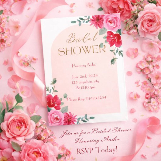 ピンクのブライダルシャワー招待 招待状