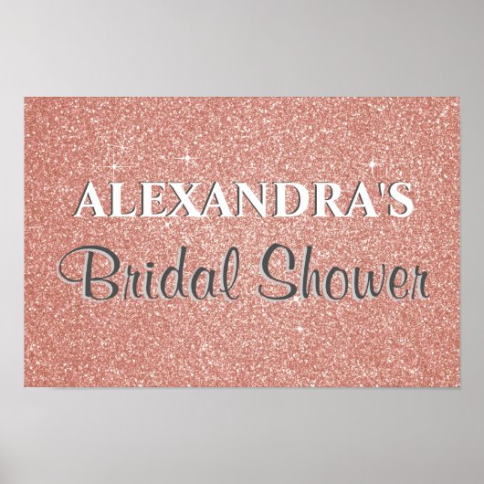 ピンクのブライダルシャワー発表パーティー記号 ポスター (正面)