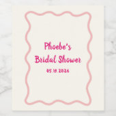 ピンクのブライダルシャワー縁どはお洒落可愛い ワインラベル (シングルラベル)