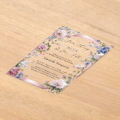 ピンクのブライダルシャワー アクリル招待状 (レイダウン)