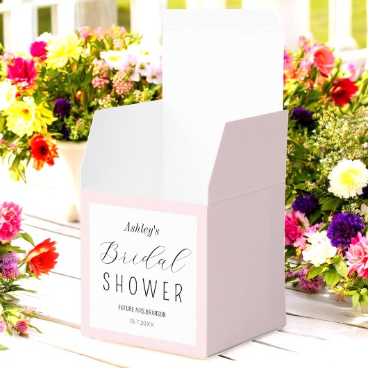 ピンクのブライダルシャワー ブラックスクリプト フェイバーボックス