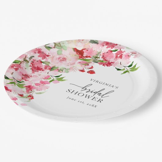 ピンクのブライダルシャワー ペーパープレート (アングル)