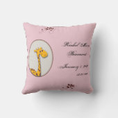 ピンクのブラウンのキリンのベビーの記念品の枕 クッション (裏面)