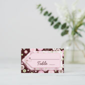 ピンクのブラウンの甘い女の子の水玉模様の座席カード プレイスカード (スタンド正面)