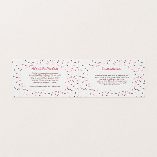 ピンクのブラウンは手製のクッキーの組合せを振りかけます 名刺 (内部フラット)