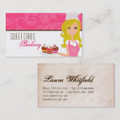 ピンクのブラウンコップのブロンドのパン屋は名刺を固めます 名刺 (正面/裏面)