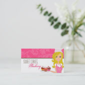 ピンクのブラウンコップのブロンドのパン屋は名刺を固めます 名刺 (スタンド正面)