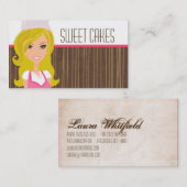 ピンクのブラウンコップのブロンドのパン屋は名刺を固めます 名刺 (正面/裏面)