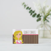 ピンクのブラウンコップのブロンドのパン屋は名刺を固めます 名刺 (スタンド正面)