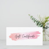 ピンクのブラシストロークのビジネスロゴギフト証明書 (スタンド正面)