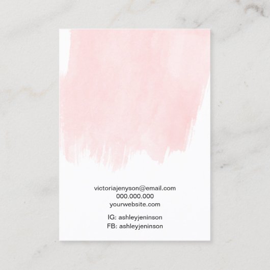 ピンクのブラシストロークのロゴジュエリーのヘアクリップ表示 名刺 (裏面)