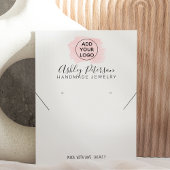 ピンクのブラシストロークのロゴジュエリーイヤリングのネックレス 名刺