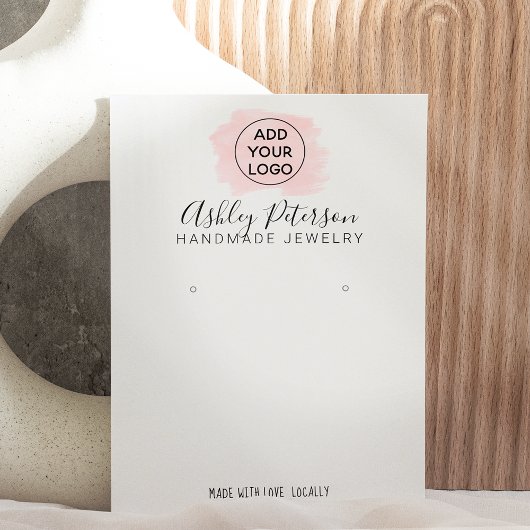 ピンクのブラシストロークのロゴジュエリーイヤリングディスプレイ 名刺