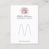 ピンクのブラシストロークのロゴジュエリーリングのホルダー 名刺 (正面)