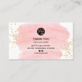 ピンクのブラシストローク金ゴールドグリッターのロ感謝していゴの順序 名刺 (正面)