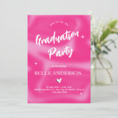 ピンクのブラシストロークy2kレトロ卒業 招待状 (スタンド正面)