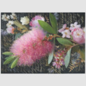 ピンクのブラシノキと花のデコパージュ 薄葉紙 (正面)