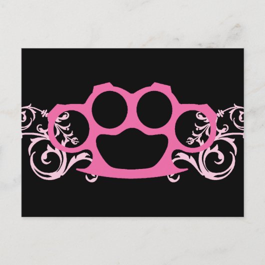 ピンクのブラスナックル ポストカード (正面)