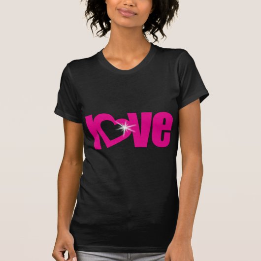 ピンクのブラックスウィートアートTシャツ「love」 Tシャツ (正面)