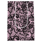 ピンクのブラックレース ミディアムペーパーバッグ (裏面)