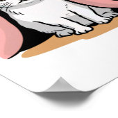 ピンクのブランケットの下の白い猫 ポスター (角)