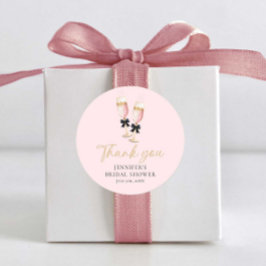 ピンクのブランチとバブルリー ありがとう ラウンドシール