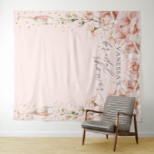 ピンクのブランチ & バブルリー フラワーブライダルシャワー 背景 タペストリー (インサイチュ(横))