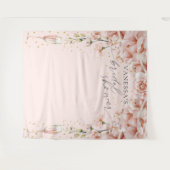 ピンクのブランチ & バブルリー フラワーブライダルシャワー 背景 タペストリー (正面(横))