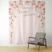 ピンクのブランチ & バブルリー フラワーブライダルシャワー 背景 タペストリー (インサイチュ)